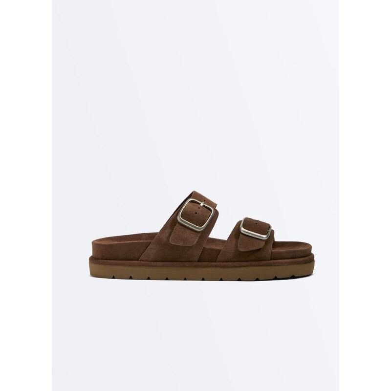 OYSHO Platform buckle sandals in brown