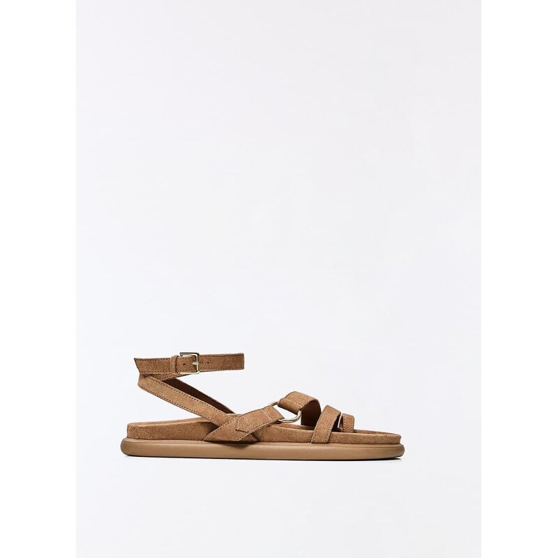 Bershka Flat washer sandals in tan-Brown 115005719