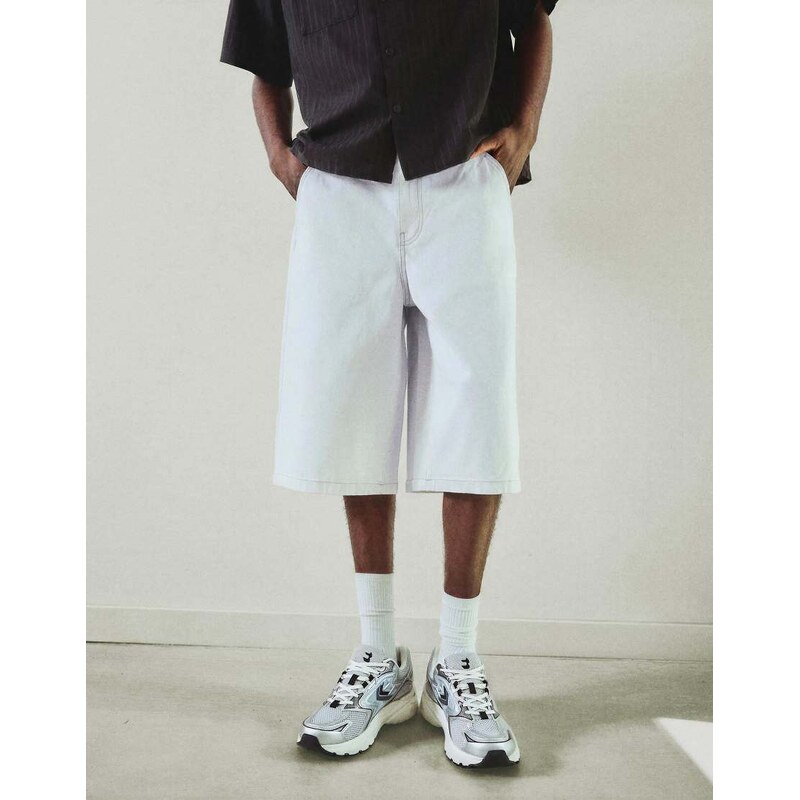 Bershka Skater denim bermuda shorts in white