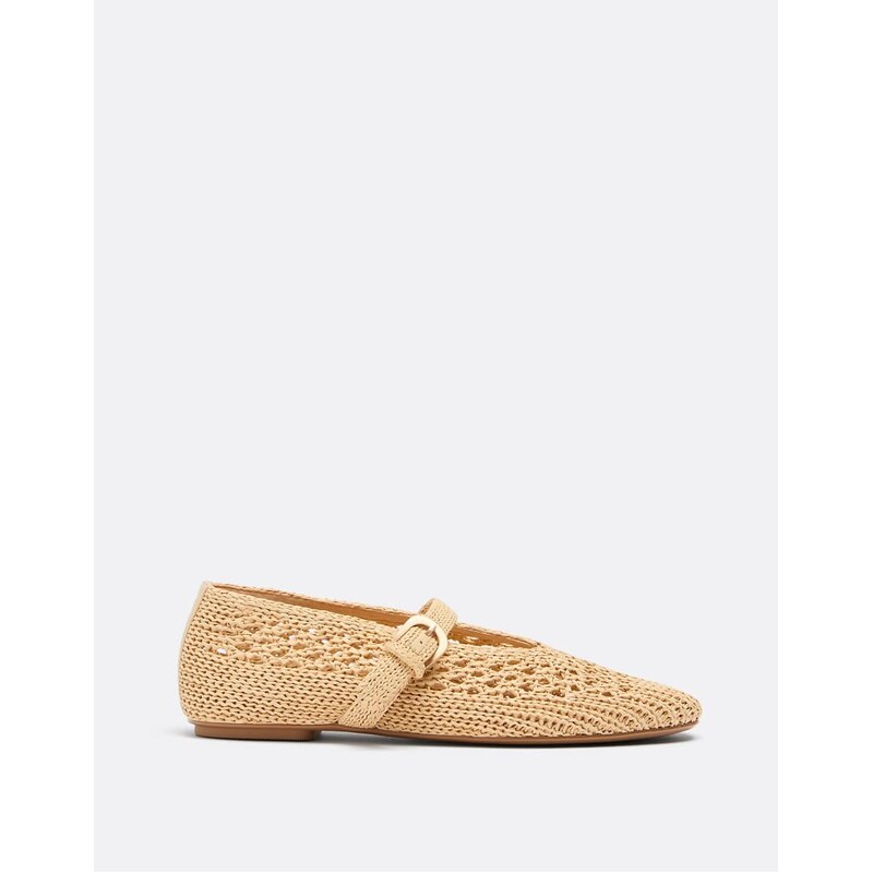 Stradivarius Strappy crochet ballet flats in beige-Neutral 115005753