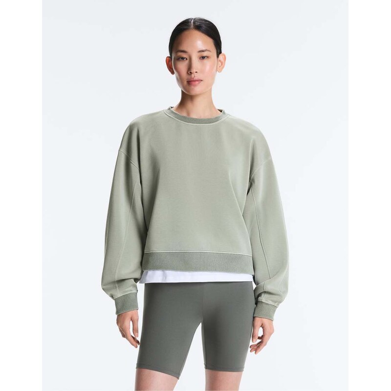 OYSHO Soft-touch round neck sweatshirt with modal in green 115005751