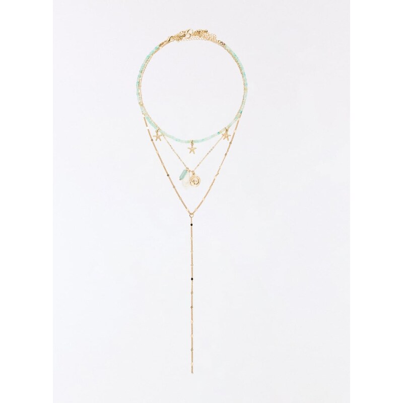 Bershka Marine charm necklace in gold