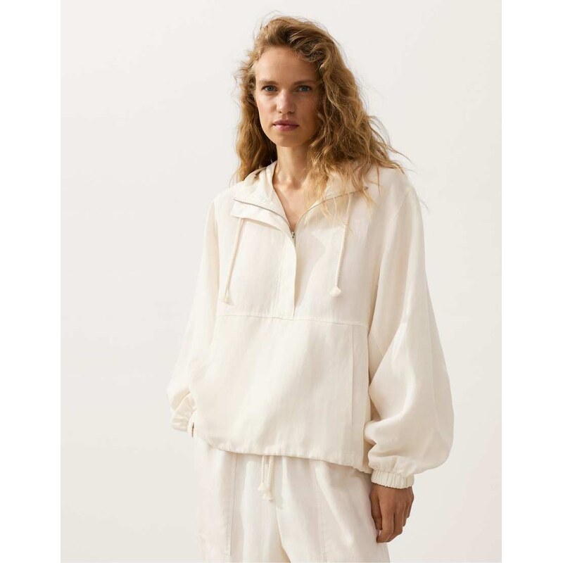 OYSHO Half-zip sweatshirt with front pocket, lyocell and 24% linen 115005759