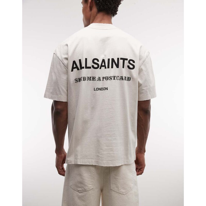 AllSaints Dreamer short sleeve logo t-shirt in off white