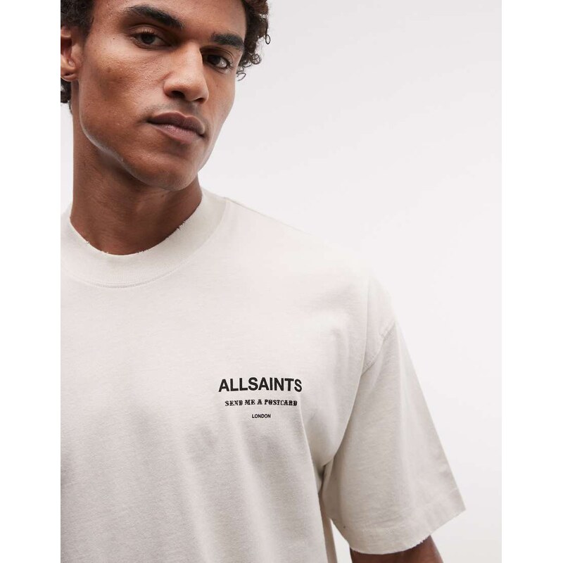 AllSaints Dreamer short sleeve logo t-shirt in off white