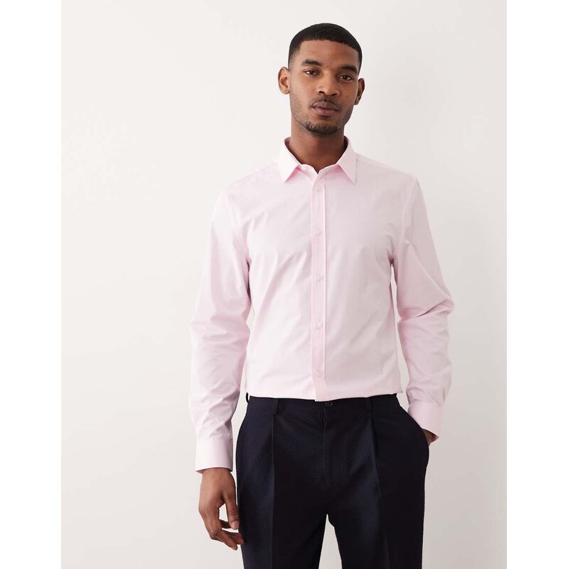 ASOS DESIGN regular fit smart poplin shirt in light pink