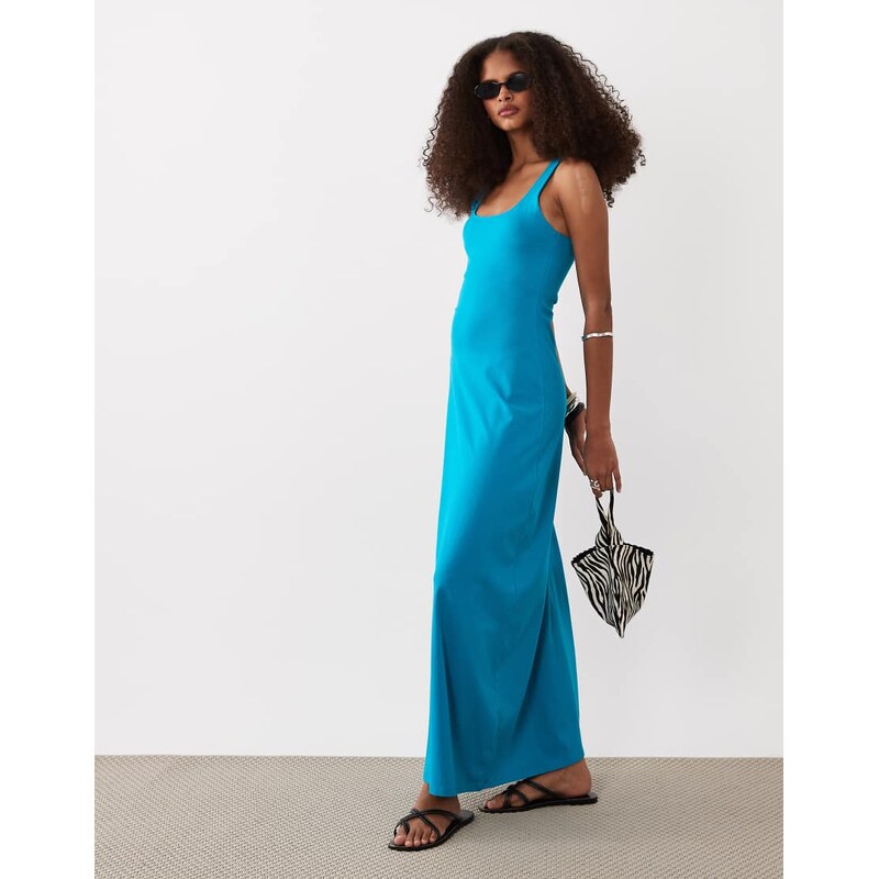 ASOS DESIGN scoop neck maxi dress in teal-Green