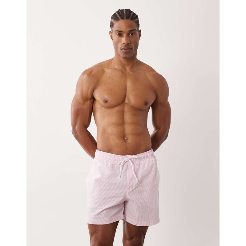Jack & Jones seersucker stripe swimshorts in pink