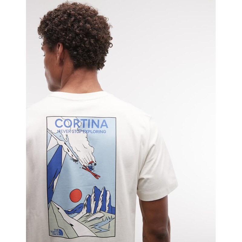 The North Face Mountain Celebration backprint t-shirt in off white