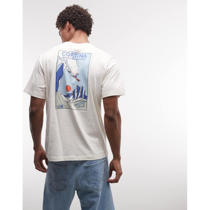 The North Face Mountain Celebration backprint t-shirt in off white