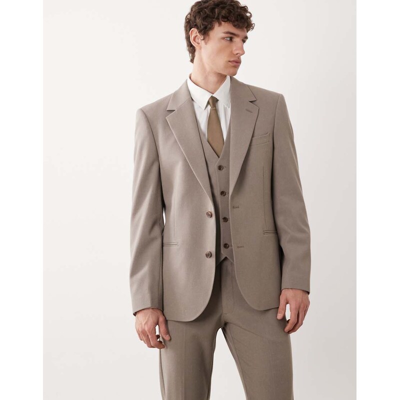 ASOS DESIGN skinny suit jacket in stone-Brown