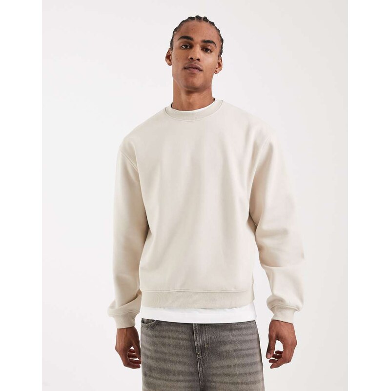 ASOS DESIGN essentials relaxed boxy sweatshirt in off white