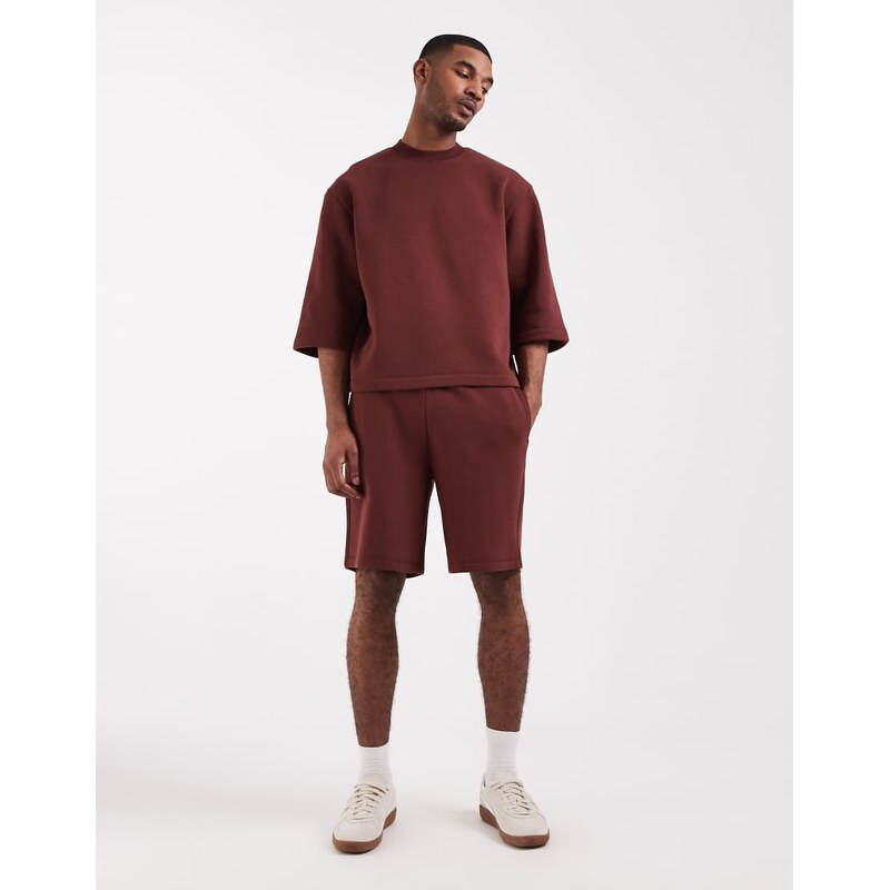 ASOS DESIGN co-ord relaxed short sleeve sweatshirt in dark brown