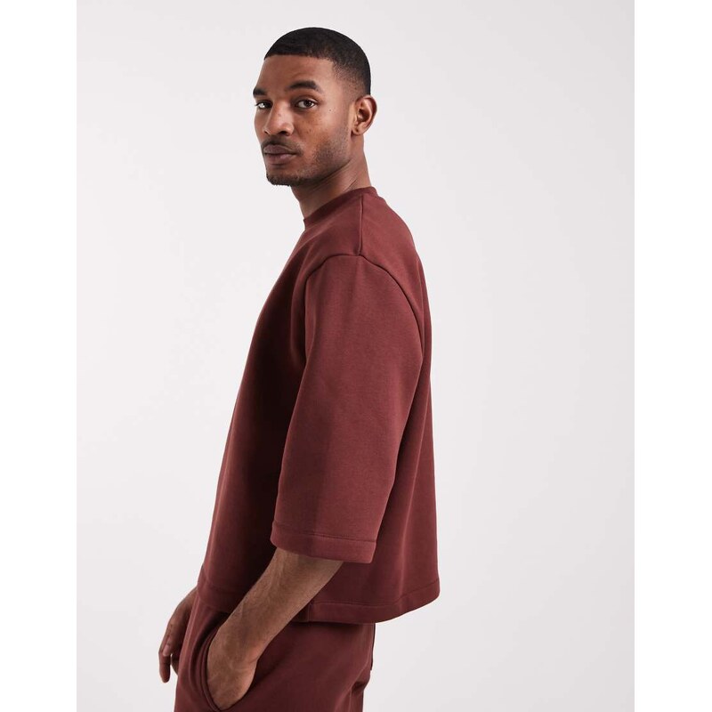 ASOS DESIGN co-ord relaxed short sleeve sweatshirt in dark brown
