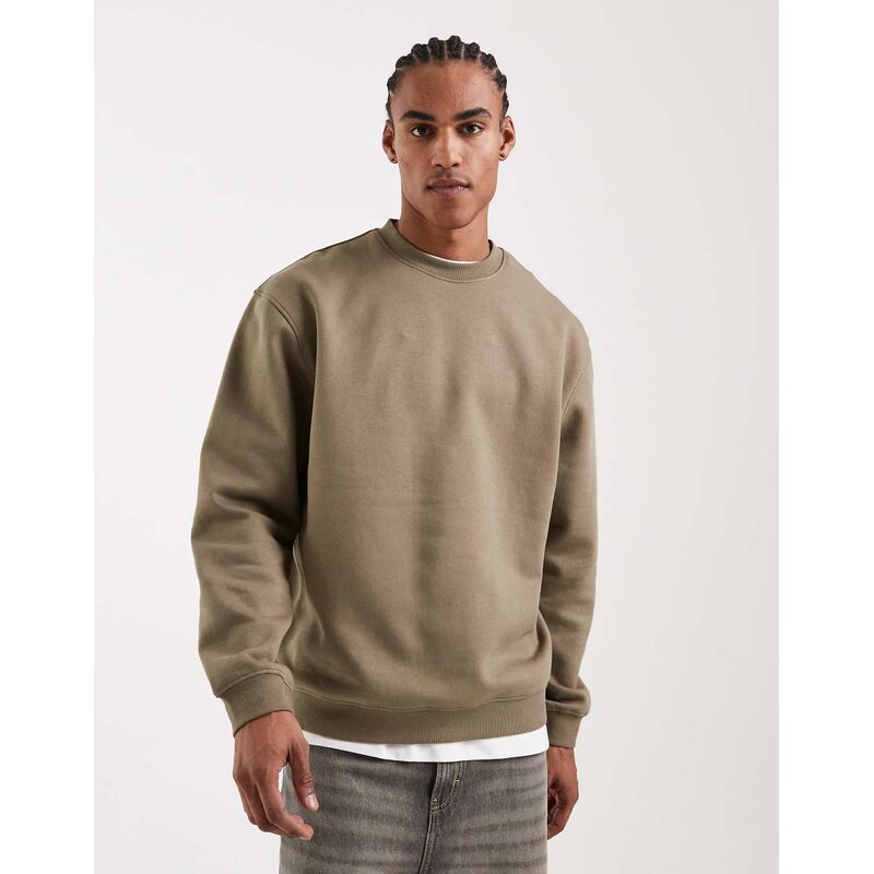 ASOS DESIGN essentials relaxed boxy sweatshirt in khaki-Green