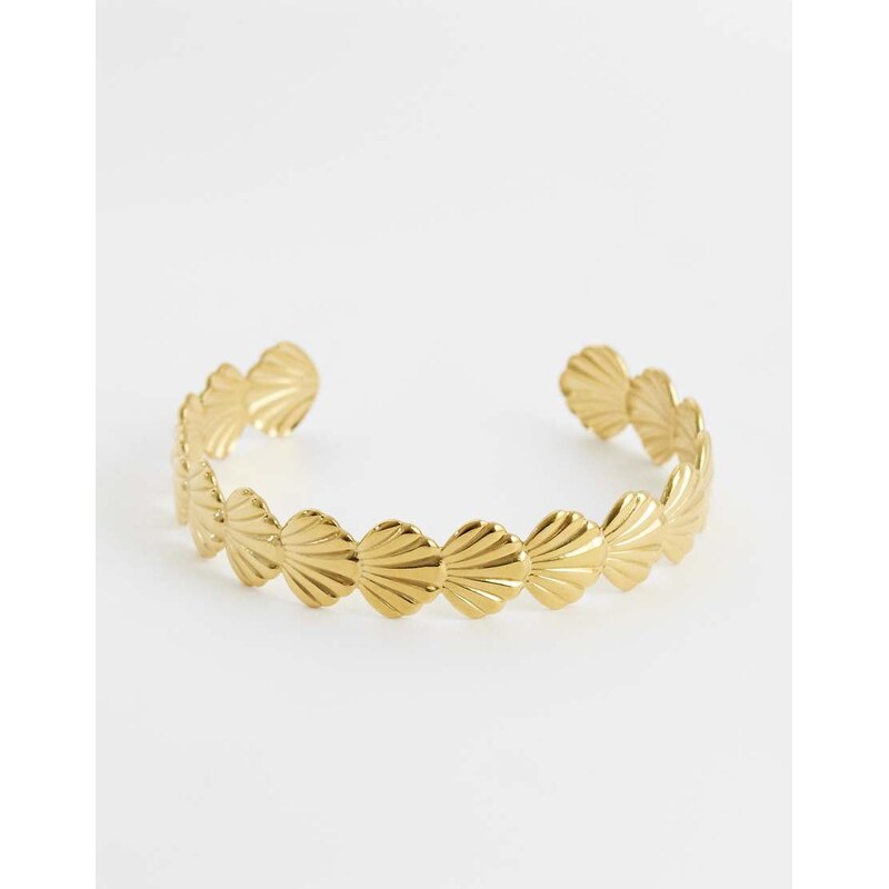 ASOS DESIGN waterproof stainless steel cuff bracelet with shell