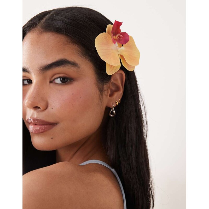 ASOS DESIGN Orchid hair clip in orange-Multi 115007248