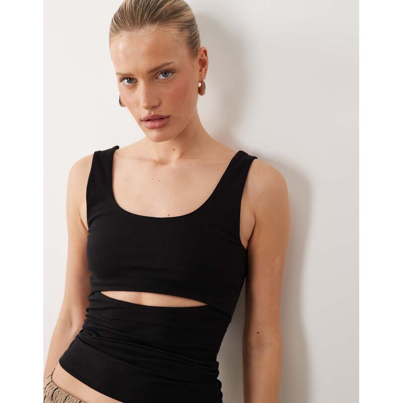 ASOS DESIGN cut out detail vest in black