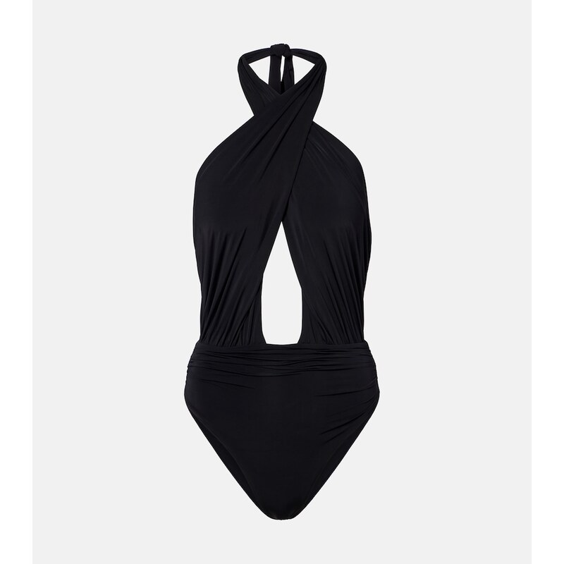 Balmain Cutout draped swimsuit