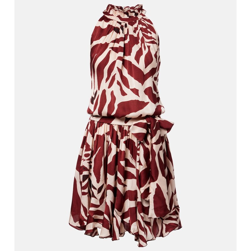 Poupette St Barth Bianca printed halterneck satin minidress