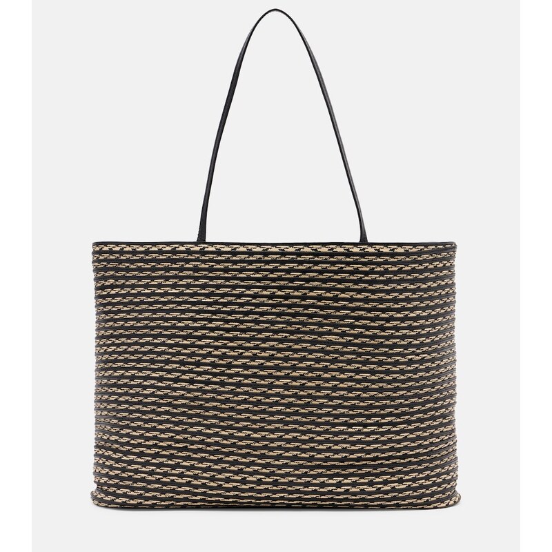 The Row Beau Large leather-trimmed raffia tote bag