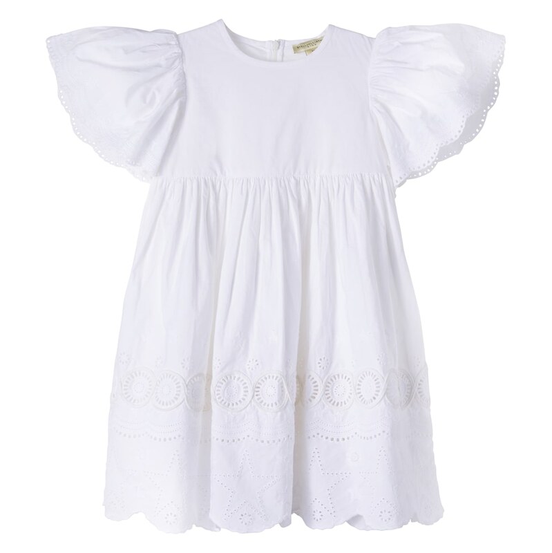 Stella McCartney Kids Embroidered ruffled cotton poplin dress