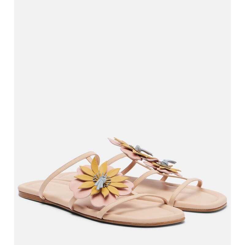 Zimmermann Lilia floral-appliquÃ leather sandals
