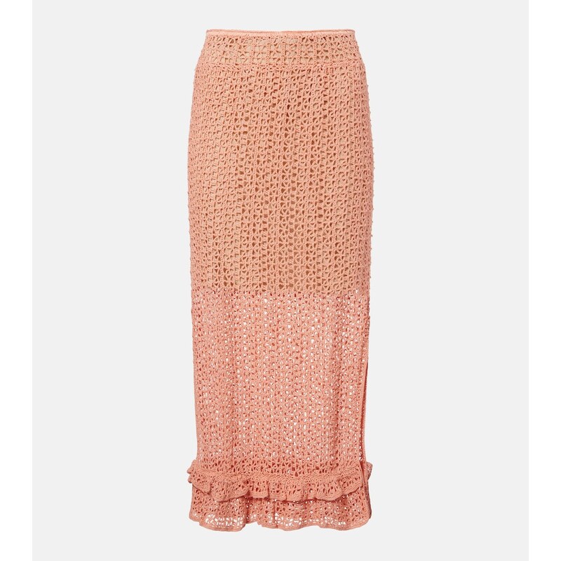 Anna Kosturova Rosette crochet cotton midi skirt