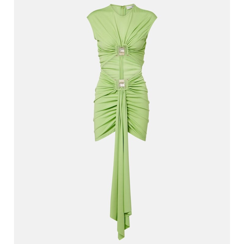 Christopher Esber Bezel Quartz cutout jersey minidress