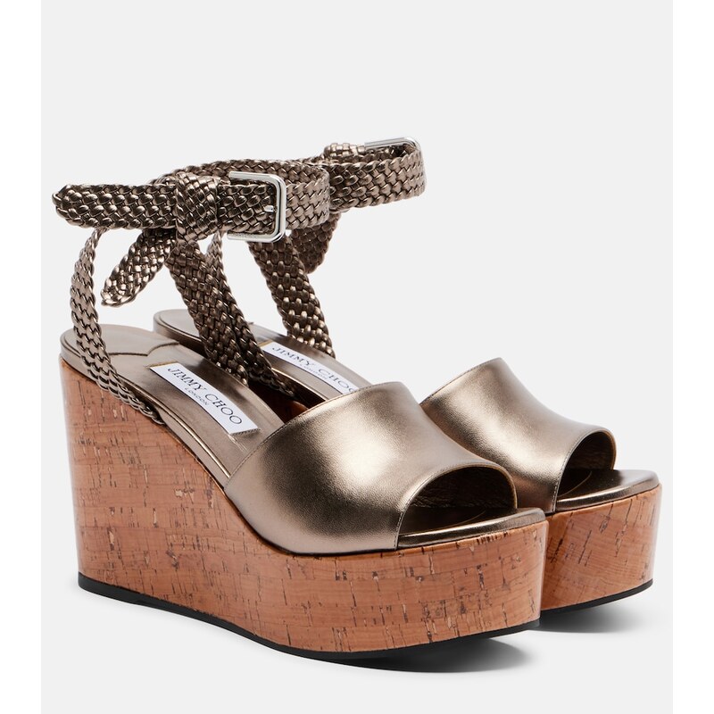Jimmy Choo Jory metallic leather wedge sandals