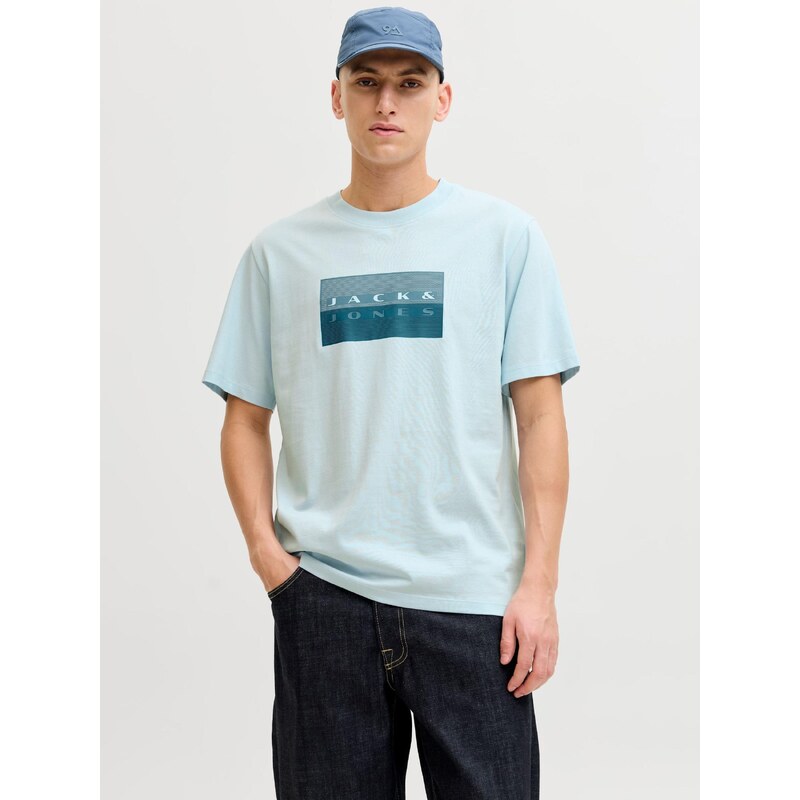 JACK & JONES Tričko JCOFusion modrá / azurová / pastelová modrá