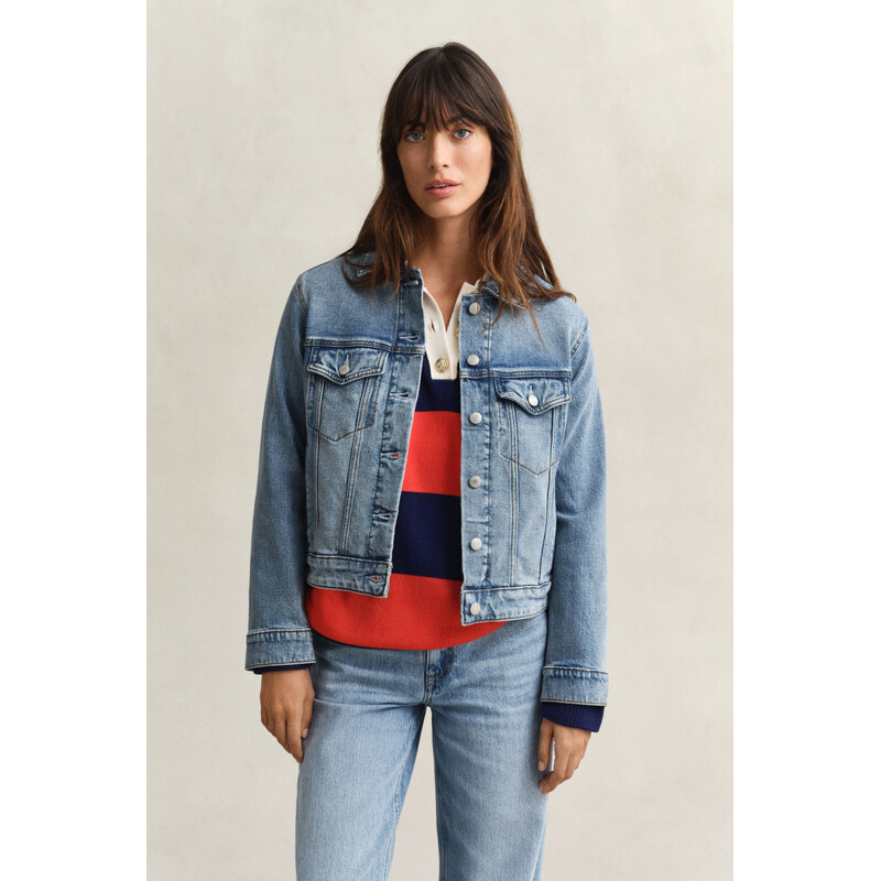 BUNDA GANT DENIM TRUCKER JACKET SEMI LIGHT BLUE BROKEN IN