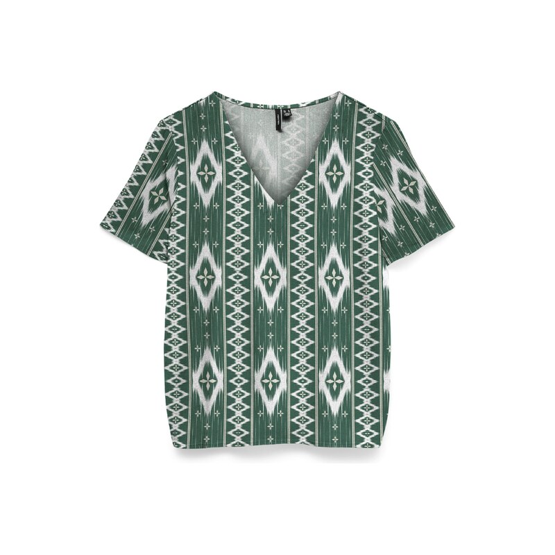 VERO MODA Halenka VMMYMILO tmavě zelená / bílá