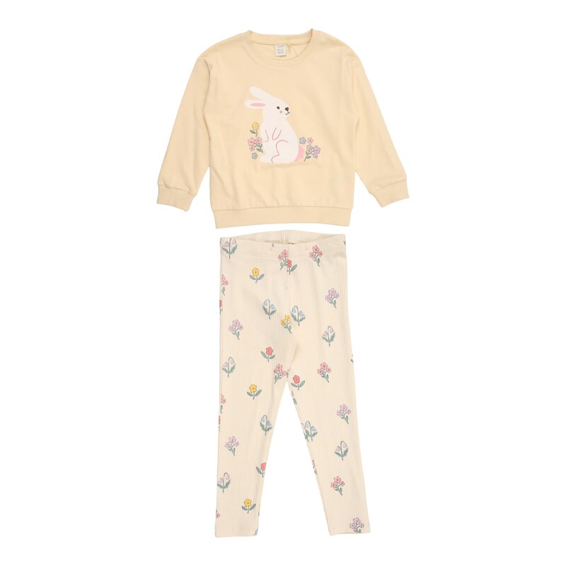Lindex Sada Rabbit modrá / pastelově žlutá / zelená / růžová