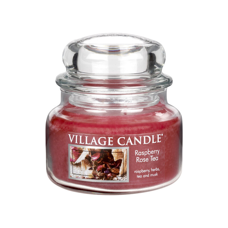 Village Candle Vonná svíčka ve skle Maliny a čajová růže (Raspberry Rose Tea) 269 g