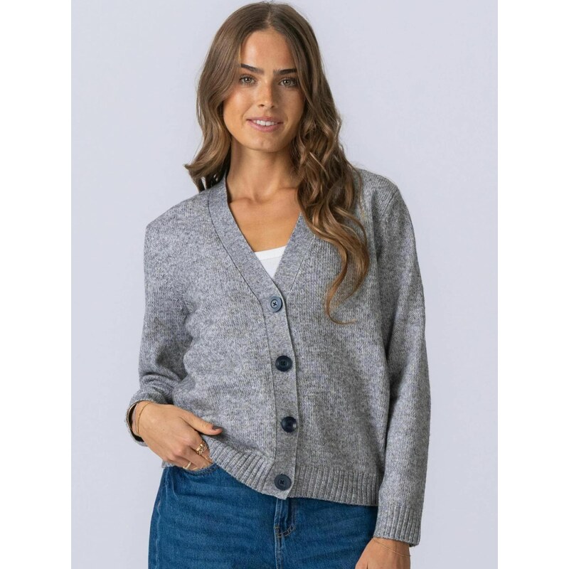 TEESHOPPEN Kardigan Knitted Cardigan šedá 115008978