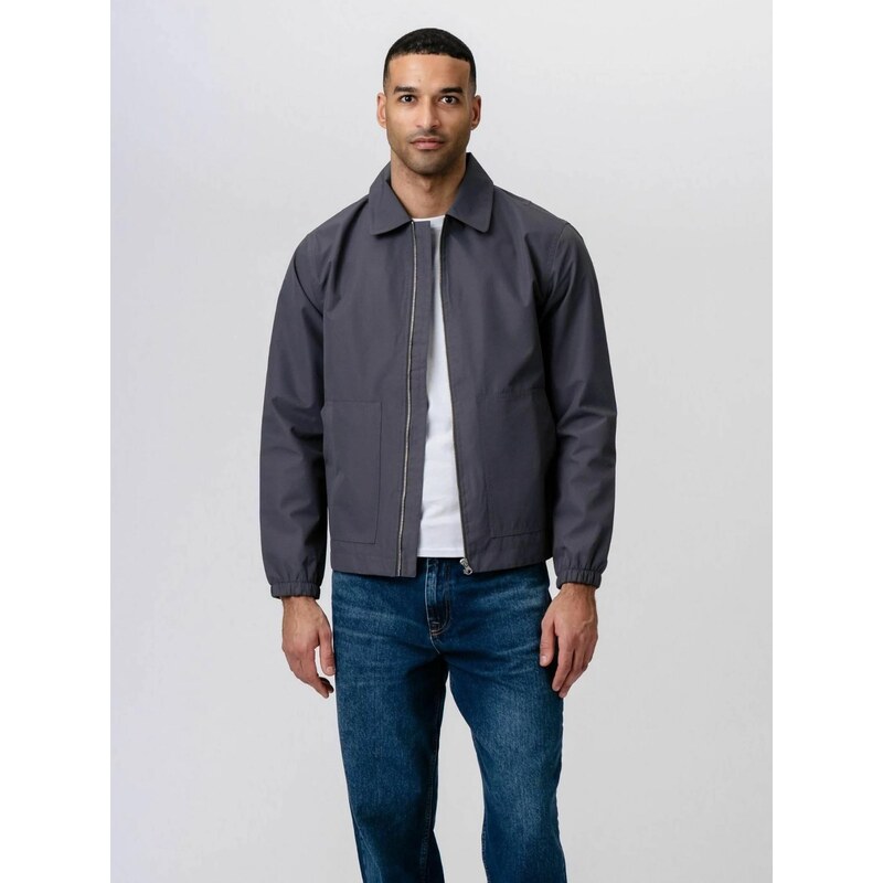 TEESHOPPEN Přechodná bunda  Short Zip  šedá