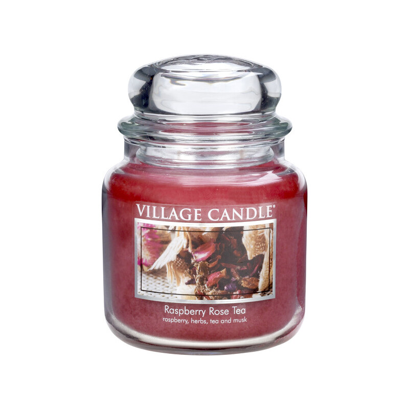 Village Candle Vonná svíčka ve skle Maliny a čajová růže (Raspberry Tea Rose) 397 g