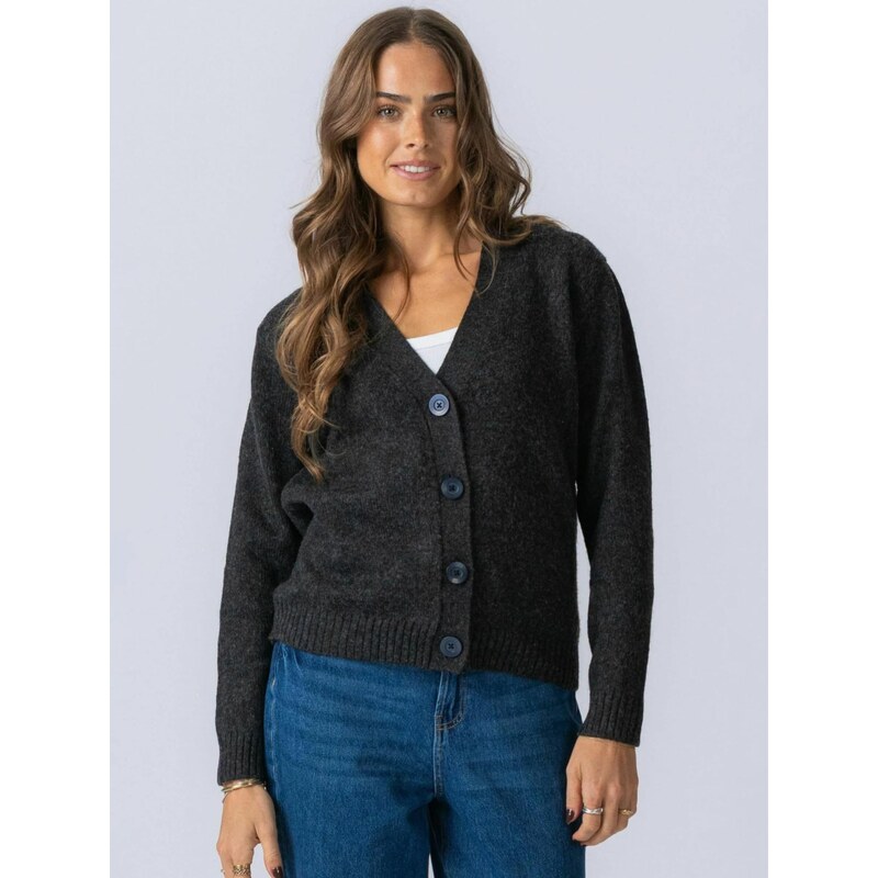 TEESHOPPEN Kardigan  Knitted Cardigan  tmavě šedá