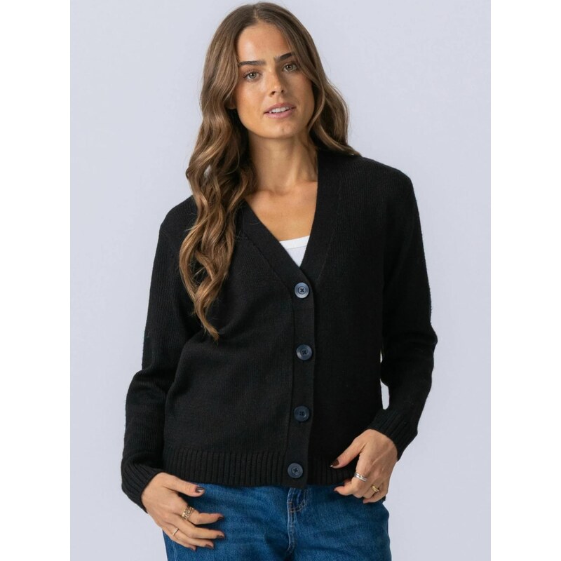 TEESHOPPEN Kardigan Knitted Cardigan černá 115009029