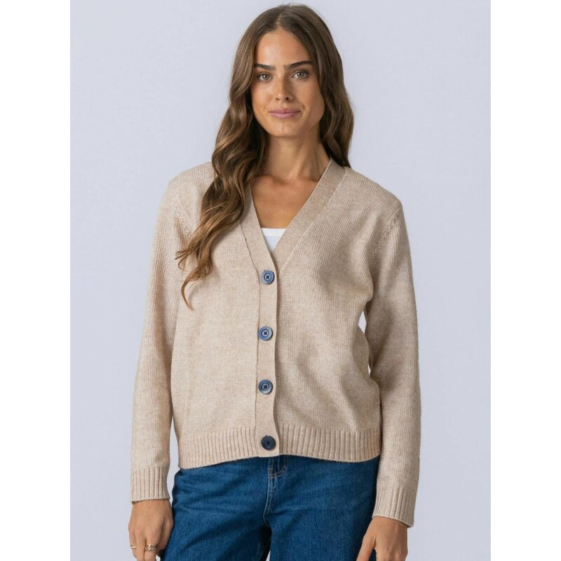 TEESHOPPEN Kardigan  Knitted Cardigan  béžová