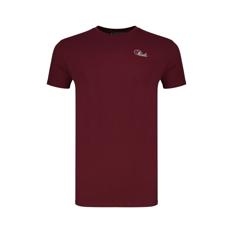 SikSilk Tričko Essentials burgundská červeň / bílá