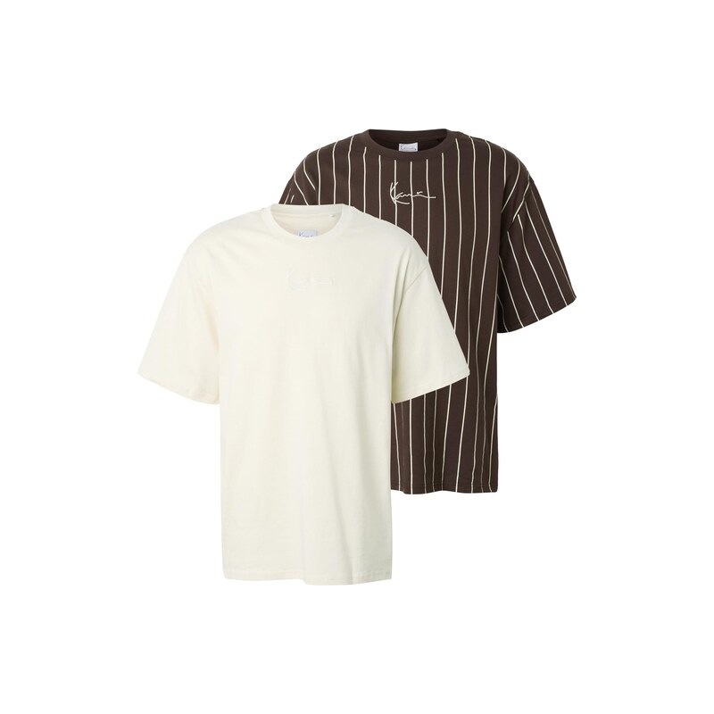 Karl Kani Tričko Essential tmavě hnědá / offwhite
