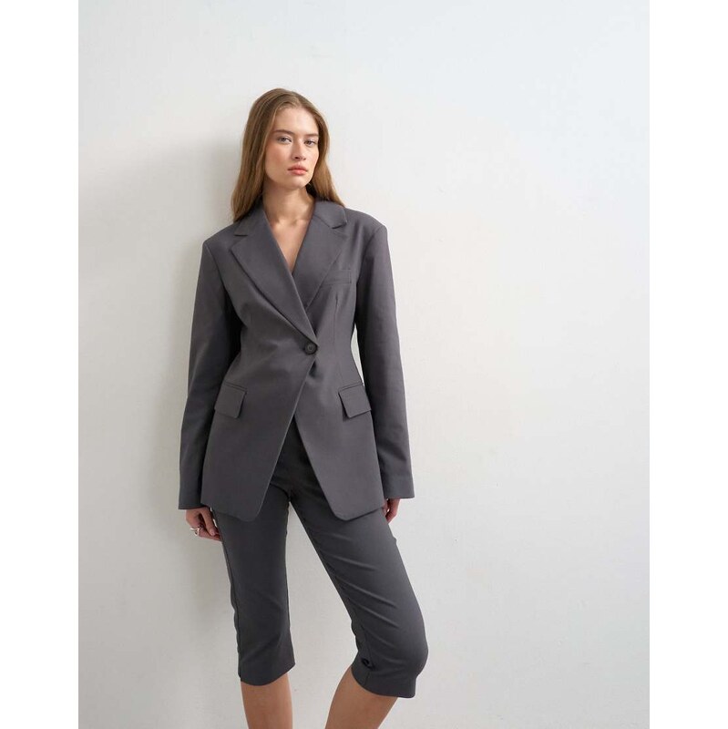 Topshop co ord clean cinched blazer in charcoal-Grey 115553091
