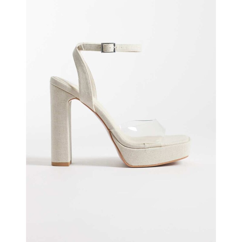 ASOS DESIGN Naples platform barely there block heeled sandals in