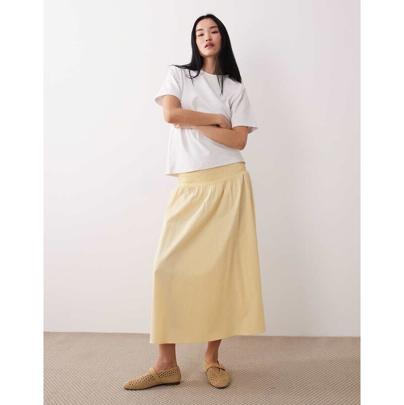 Wednesdays Girl floaty midaxi skirt in butter yellow