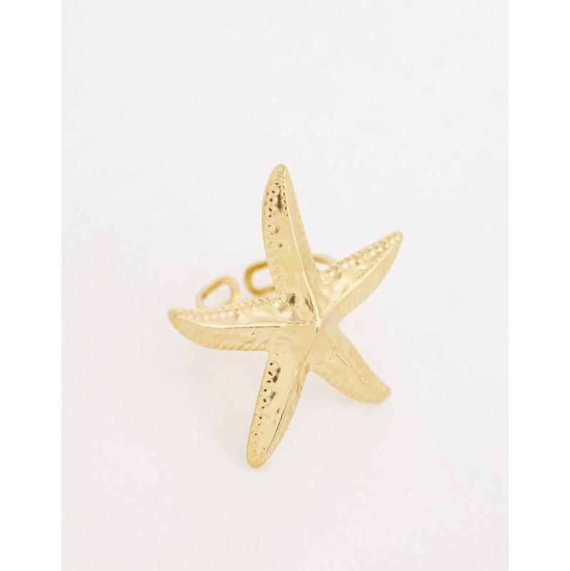 Kaiia exclusive stainless steel adjustable starfish ring in gold-Multi 115149374