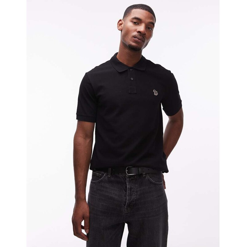 PS Paul Smith zebra logo polo t-shirt in black