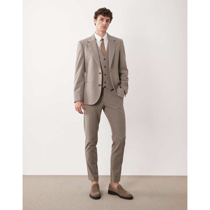 ASOS DESIGN skinny suit trousers in stone-Brown