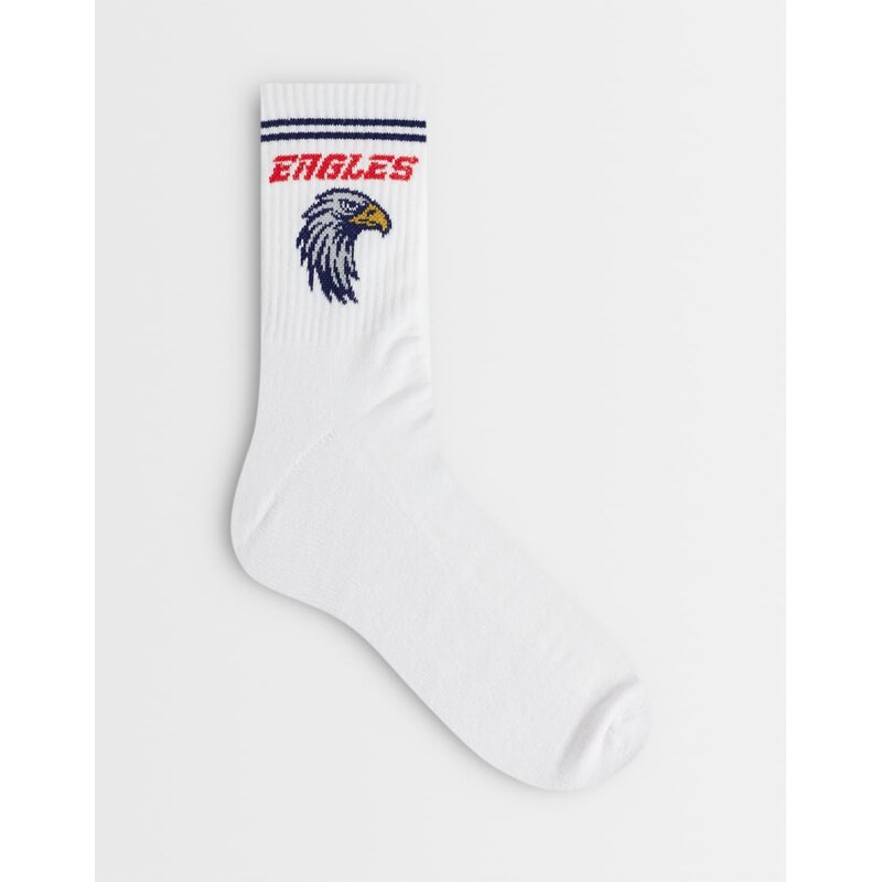 ASOS DESIGN sock with eagles graphic in white